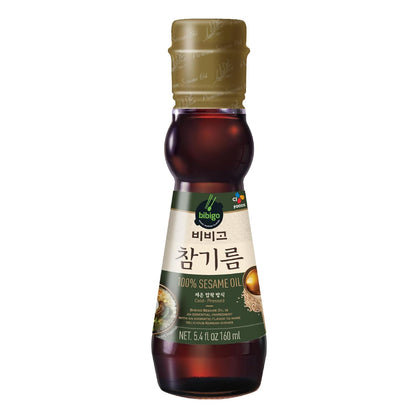 Bibigo geröstetes Sesamöl in der 160ml Glasflasche für die koreanische Küche.