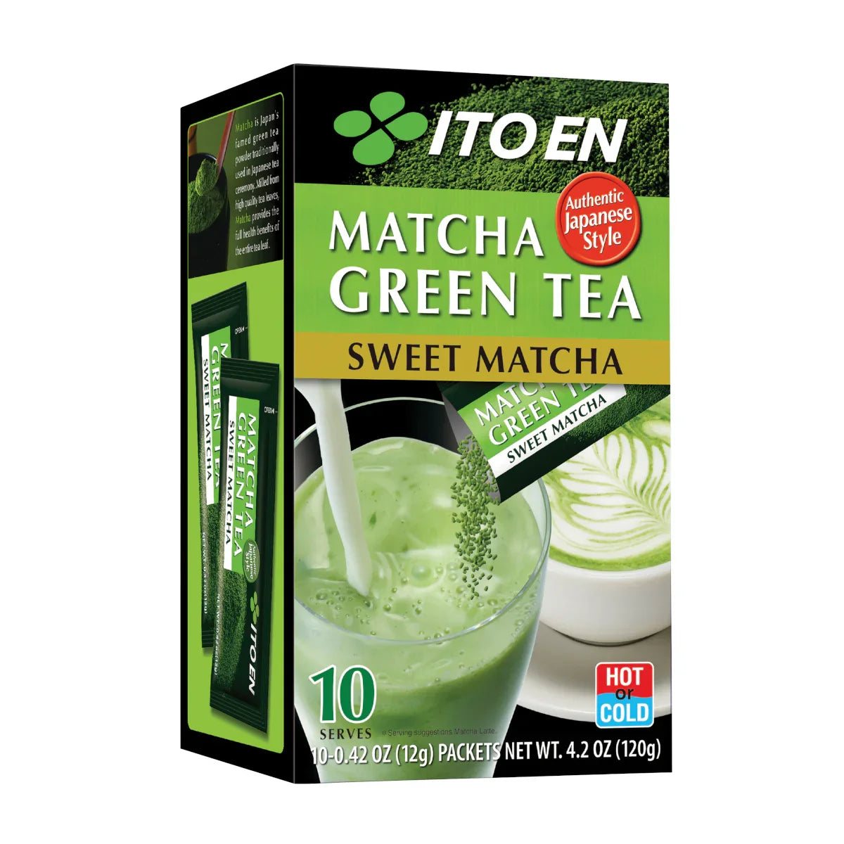 Ito EN Matcha Green Tea Sweet Matcha Instantpulver, 10er Packung, für heiße oder kalte Zubereitung