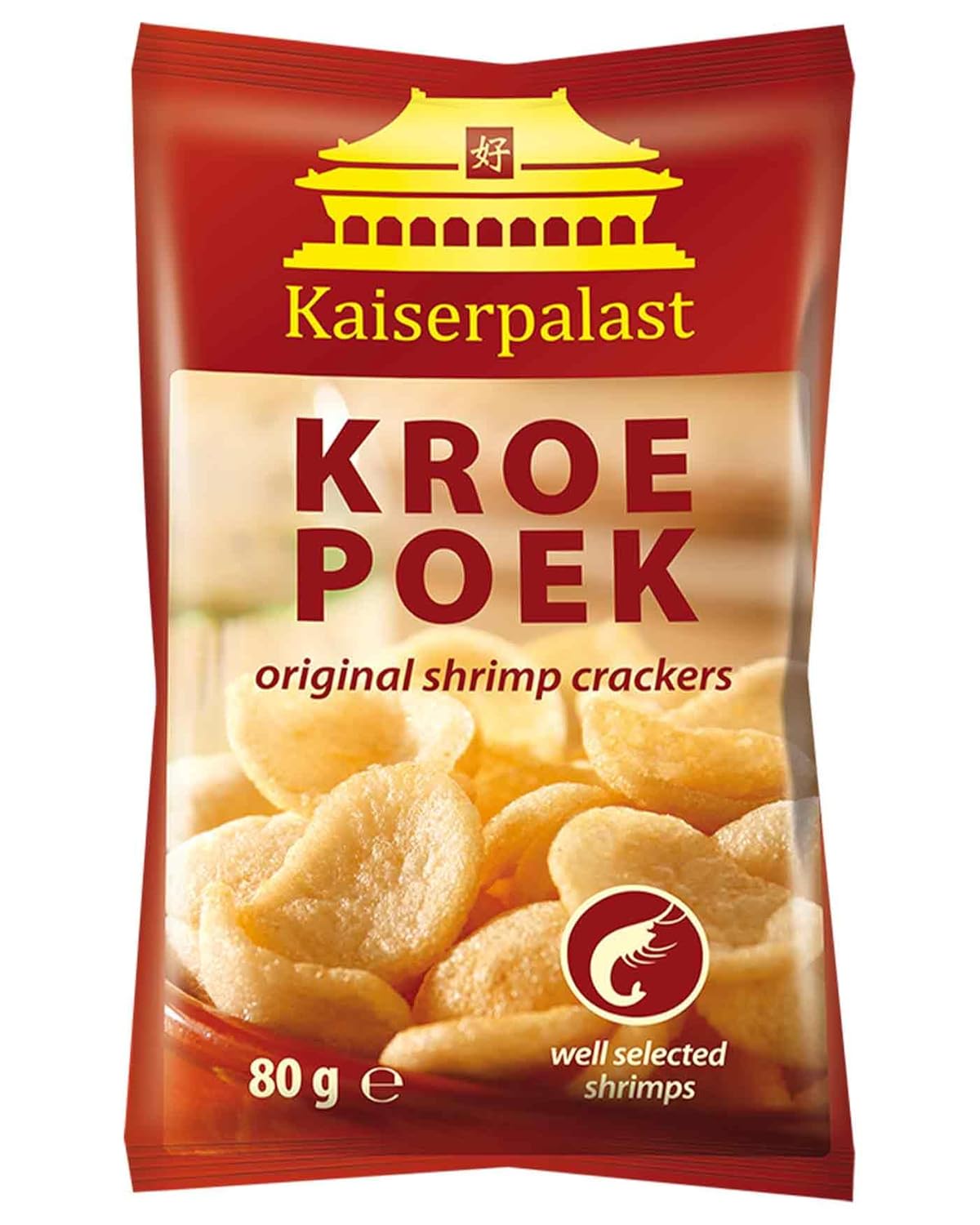 Kaiserpalast Kroe Poek original shrimp crackers packaging on a white background