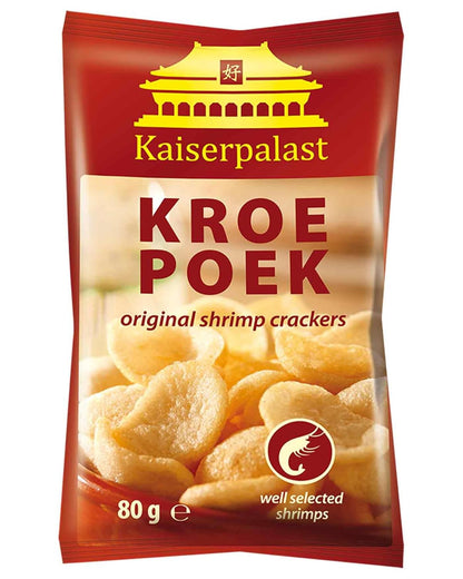 Kaiserpalast Kroe Poek original shrimp crackers packaging on a white background