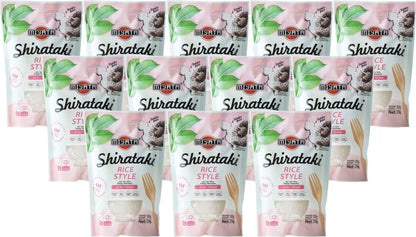 Ein 12er Vorratspack Miyata Shirataki Konjak in Reisform (Rice Style) in der hellen Verpackung