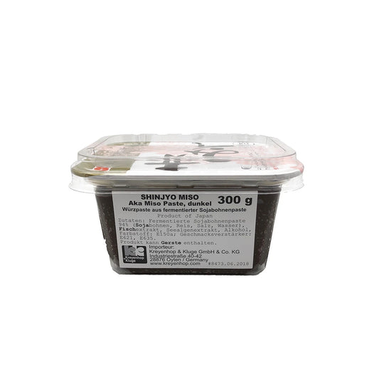 Verpackung der Shinjyo Aka Miso Paste Dunkel (300g) für japanische Gerichte.